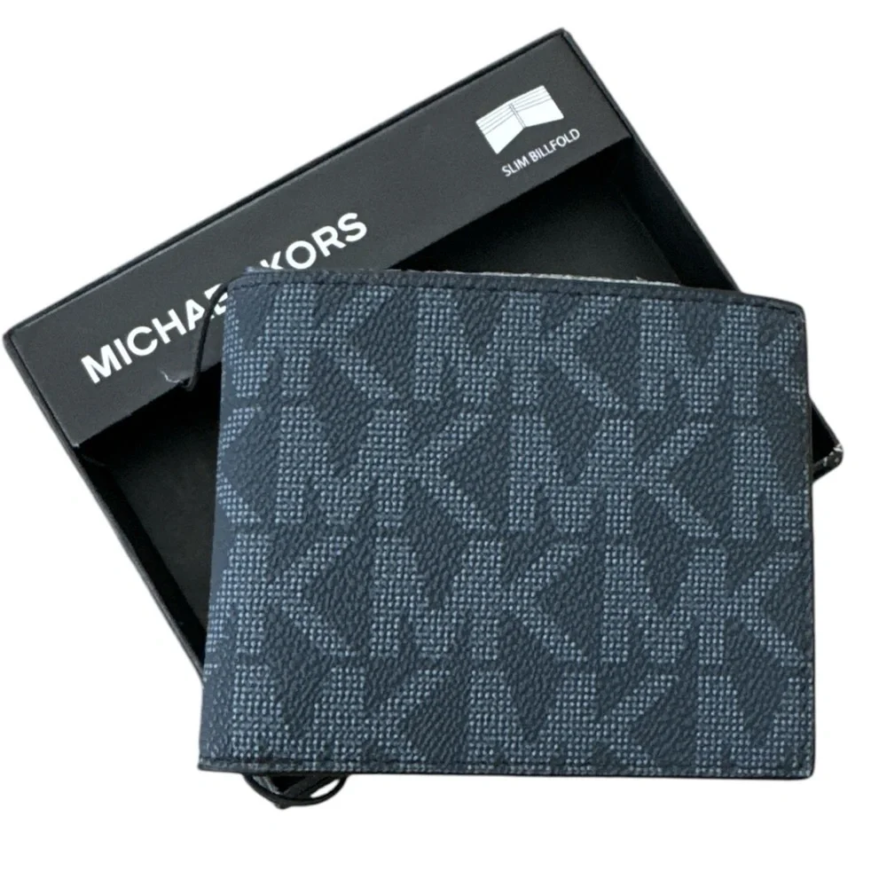 Michael Kors Jet Set Leather Bifold Wallet Navy Admiral Blue